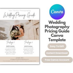 Hochzeitsfotografie Preisführer Canva Vorlage, Fotografie Preisführer, Hochzeitspreisführer für Fotografen, Preisvorlage