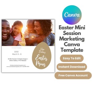 Easter Mini Session Marketing Canva Template, Easter Photography Mini Session Promo, Easter Photography Marketing Board, Spring Mini Session