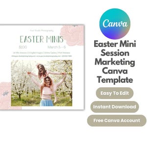Easter Mini Session Marketing Canva Template, Easter Photography Mini Session Promo, Easter Photography Marketing Board, Spring Mini Session