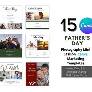 Father&#39;s Day Photography Mini Session Marketing Canva Template Bundle, Father&#39;s Day Photography Mini Session Promo, Father&#39;s Day Template