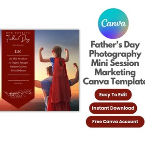 Father&#39;s Day Photography Mini Session Marketing Canva Template, Father&#39;s Day Photography Mini Session Promo, Father&#39;s Day Template
