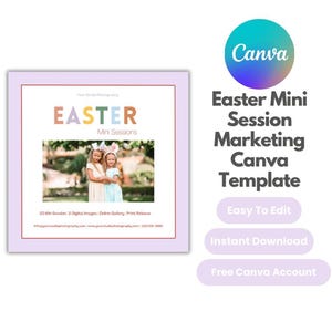 Easter Mini Session Marketing Canva Template, Easter Photography Mini Session Promo, Easter Photography Marketing Board, Spring Mini Session