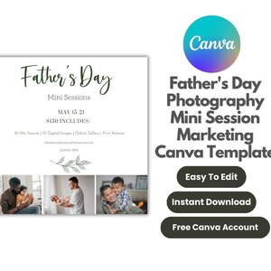 Father&#39;s Day Photography Mini Session Marketing Canva Template, Father&#39;s Day Photography Mini Session Promo, Father&#39;s Day Template