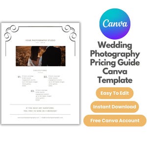 Hochzeitsfotografie Preisführer Canva Vorlage, Fotografie Preisführer, Hochzeitspreisführer für Fotografen, Preisvorlage