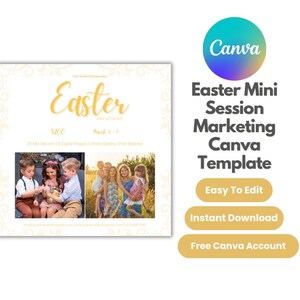 Easter Mini Session Marketing Canva Template, Easter Photography Mini Session Promo, Easter Photography Marketing Board, Spring Mini Session