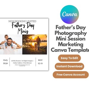 Father&#39;s Day Photography Mini Session Marketing Canva Template, Father&#39;s Day Photography Mini Session Promo, Father&#39;s Day Template