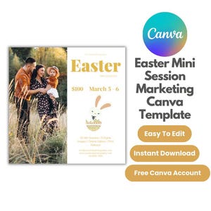 Easter Mini Session Marketing Canva Template, Easter Photography Mini Session Promo, Easter Photography Marketing Board, Spring Mini Session