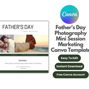 Father&#39;s Day Photography Mini Session Marketing Canva Template, Father&#39;s Day Photography Mini Session Promo, Father&#39;s Day Template