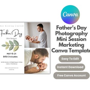 Father&#39;s Day Photography Mini Session Marketing Canva Template, Father&#39;s Day Photography Mini Session Promo, Father&#39;s Day Template