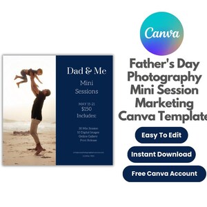 Father&#39;s Day Photography Mini Session Marketing Canva Template, Father&#39;s Day Photography Mini Session Promo, Father&#39;s Day Template