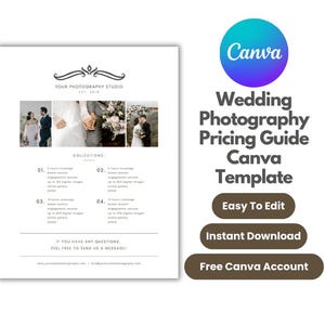 Hochzeitsfotografie Preisführer Canva Vorlage, Fotografie Preisführer, Hochzeitspreisführer für Fotografen, Preisvorlage