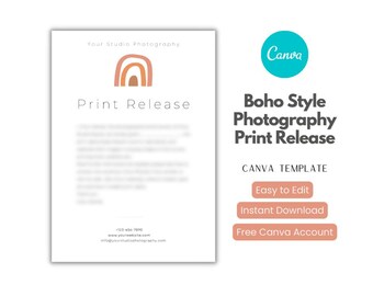 Photo Print Release Form for Photography Clients Editable Canva ...