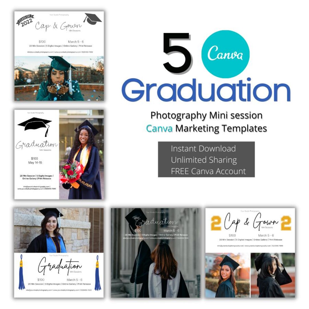 Senior Graduation Mini Session Canva Template Bundle - Etsy