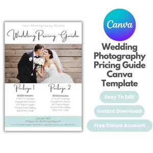Hochzeitsfotografie Preisführer Canva Vorlage, Fotografie Preisführer, Hochzeitspreisführer für Fotografen, Preisvorlage