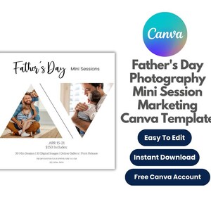 Father&#39;s Day Photography Mini Session Marketing Canva Template, Father&#39;s Day Photography Mini Session Promo, Father&#39;s Day Template
