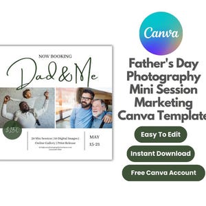 Father&#39;s Day Photography Mini Session Marketing Canva Template, Father&#39;s Day Photography Mini Session Promo, Father&#39;s Day Template
