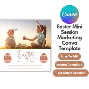 Easter Mini Session Marketing Canva Template, Easter Photography Mini Session Promo, Easter Photography Marketing Board, Spring Mini Session