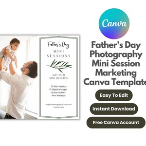 Father&#39;s Day Photography Mini Session Marketing Canva Template, Father&#39;s Day Photography Mini Session Promo, Father&#39;s Day Template