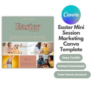 Easter Mini Session Marketing Canva Template, Easter Photography Mini Session Promo, Easter Photography Marketing Board, Spring Mini Session