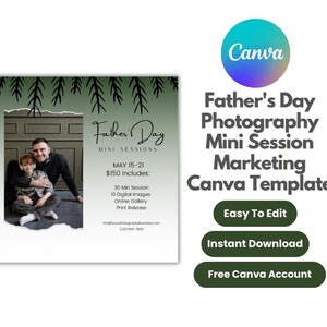 Father&#39;s Day Photography Mini Session Marketing Canva Template, Father&#39;s Day Photography Mini Session Promo, Father&#39;s Day Template