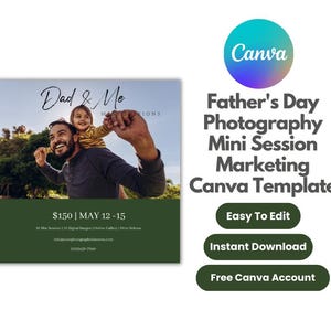 Father&#39;s Day Photography Mini Session Marketing Canva Template, Father&#39;s Day Photography Mini Session Promo, Father&#39;s Day Template