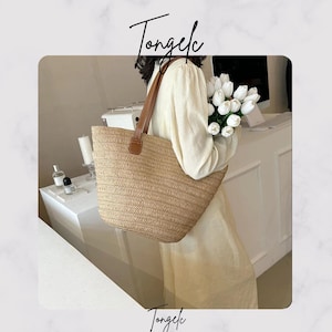 Handgefertigte Übergroße Strohtasche: Boho Strandkorb Tasche für Sommerreisen & Tropische Kurzurlaube