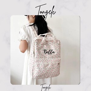 Sac à dos littéraire floral personnalisé pour étudiants - Cartable artistique, fourre-tout polyvalent de style Académie