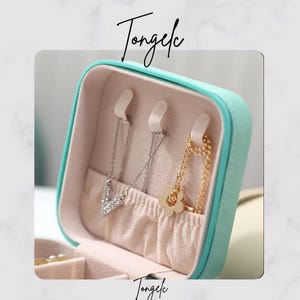 Mini boîte de rangement à bijoux - Organiseur portable en cuir PU pour boucles d'oreilles, colliers, bagues, voyages et usage domestique
