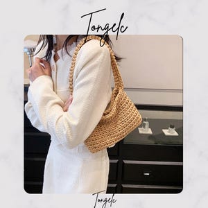 Sac à bandoulière chic en laine tissée : sac à main de designer compact en tricot pour la mode féminine de tous les jours