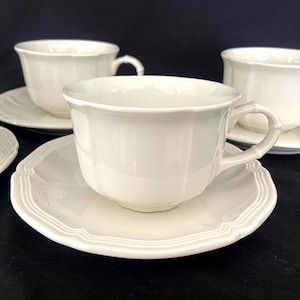 Villeroy & Boch Cup and Saucer Set of 4 | Ivory Vitro-Porcelain48 French Provincial Flat Cups and Saucers