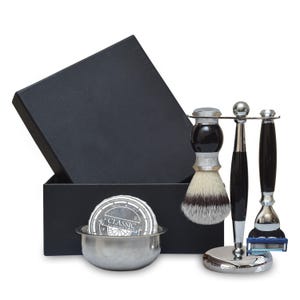 Luxury 5 Pc Shaving Kit for Men Handmade Shaving Set Shaving Brush Shaving Bowl Shaving Razor 5 Edge Shaving Stand and Shaving Soap-Gift Set