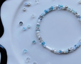 Handmade Blue Seed Bead Bracelet: Minimalist Elegant Jewelry
