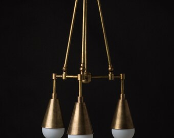 Mid Century Sputnik Chandelier – 3-Light Brass Pendant Light