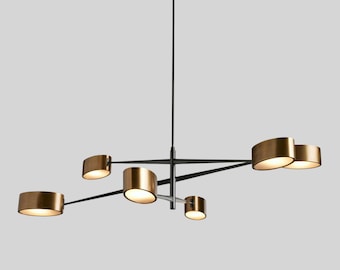 1950 Mid Century Brass Chandelier-6 Light Italian Brass Chandelier-Pendant Sputnik chandelier light Fixture Modern Brass Chandelier