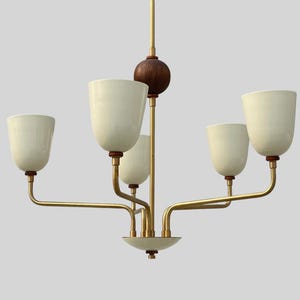 Mid Century Brass Chandelier-5 Light Italian Brass Chandelier-Pendant Sputnik chandelier light Fixture Modern Brass Chandelier