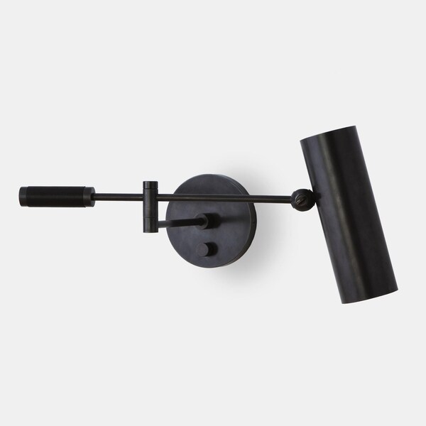 Mid Century Italian Black Brass Wall Sconce – Rotating Arm Reading Light
