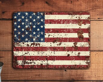 Printed Metal American Flag Sign Independence Day 4th of JULY Decoration Gift Modern Farmhouse Industrial Rusted Decor Outdoor Aluminum
