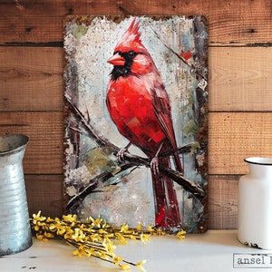 Male Cardinal Wall Decor Metal Sign Christmas Wall Art Mantle Decoration Farmhouse Cottage Decor for Indoor Outdoor Door Porch