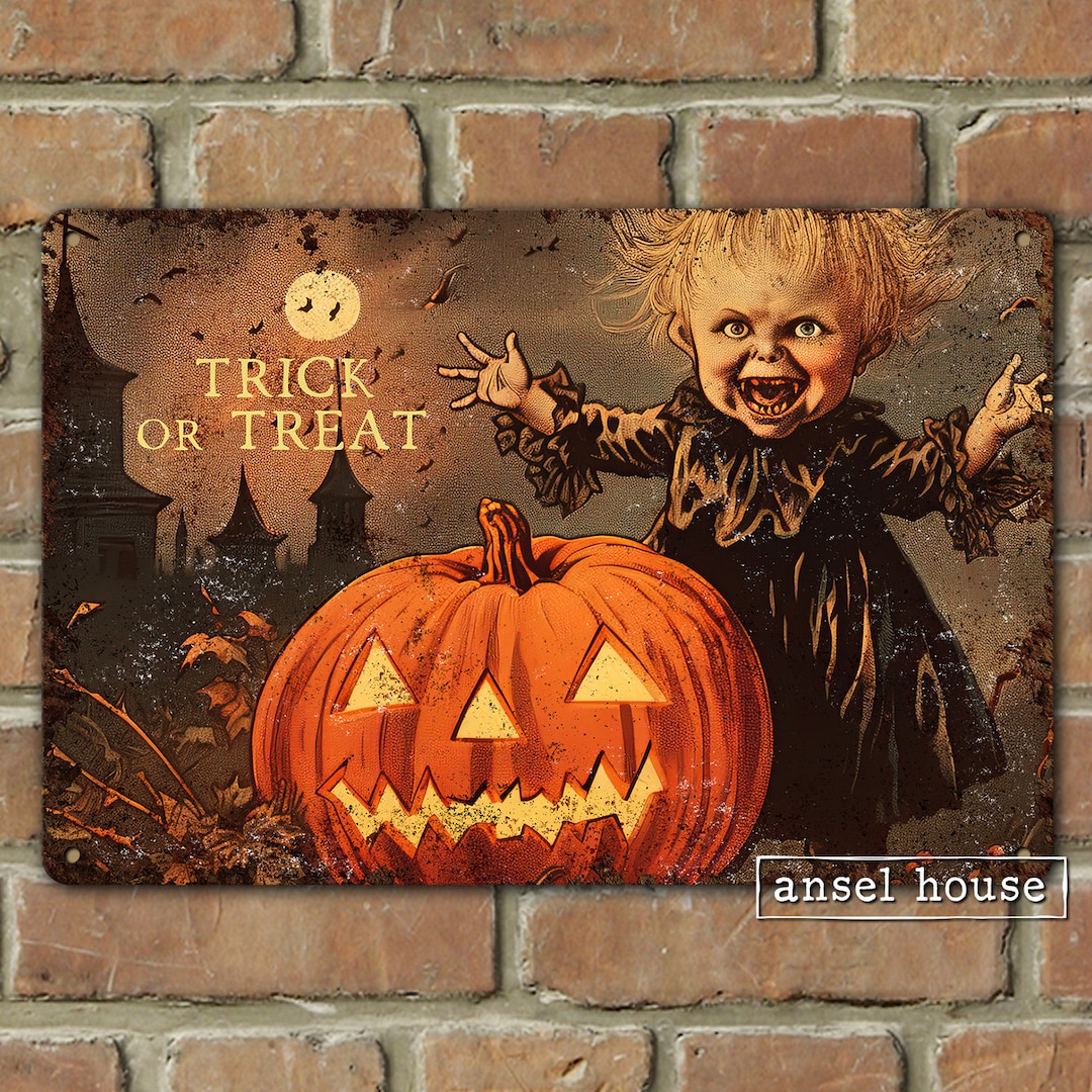 Victorian Halloween Decor Metal Sign Decoration Antique Style Porch