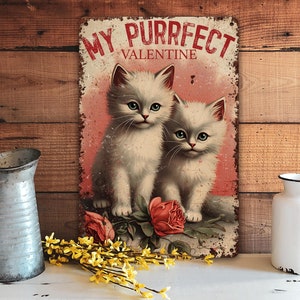 Valentines Day Cat Gift Vintage Kittens Retro Style Metal Wall Art Decor Sign Primitive Rustic Cute Decoration Indoor or Outdoor Use image 9