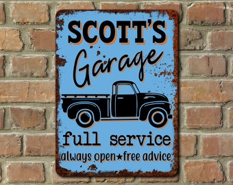 Custom Name Garage Sign Man Cave Dad Brother Personalized Gift Indoor Outdoor