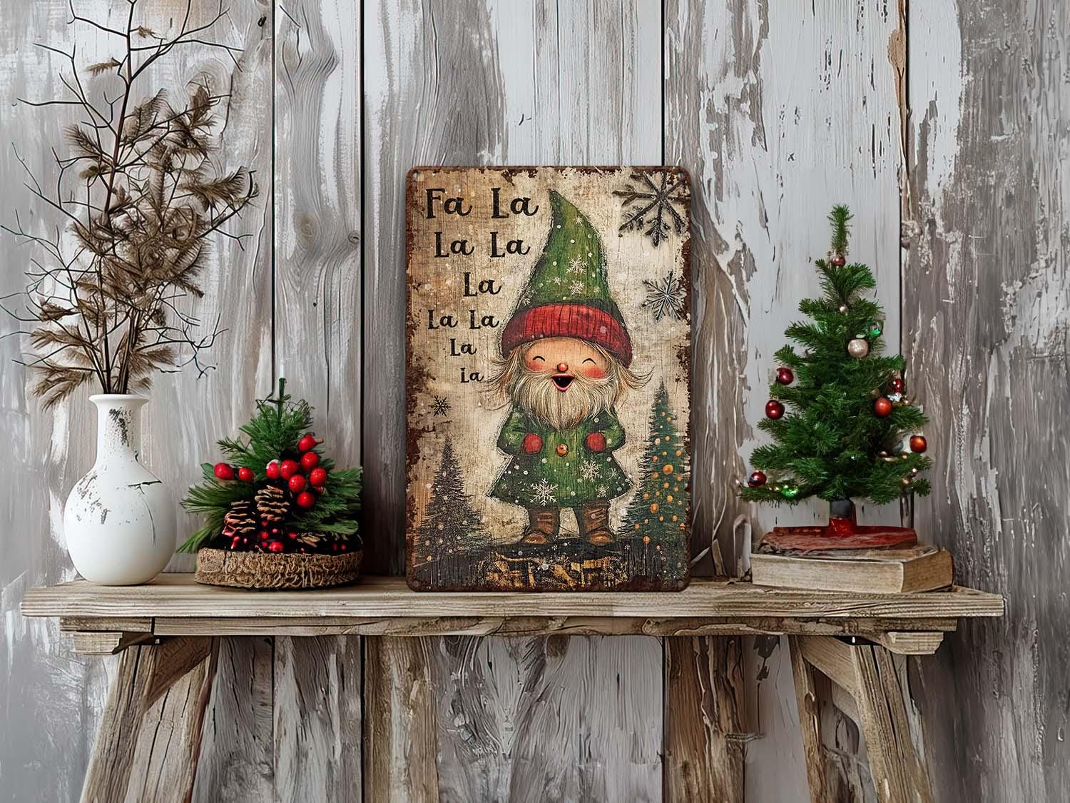 Rustic Elf Primitive Rustic Metal Christmas Elf Wall Art Whimsical Mantle Sign ...