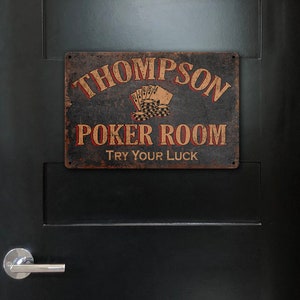 Custom Personalized Poker Room Sign With Name and Phrase Decoration for ...