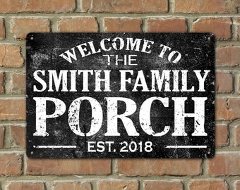 Custom Personalized Porch Sign with Family Last Name Decoration For House Aluminum Tin Metal  Indoor Outdoor New Home Gift Idea