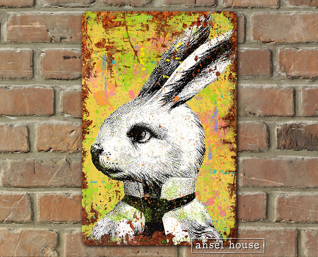 Metal Bunny Rabbit Sign Spring Easter Decoration Modern Farmhouse Decor ...