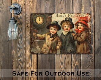 New Years Eve Decor Vintage Victorian Style Metal Wall Art Sign