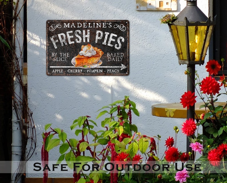 Custom FRESH PIES Metal Sign Personalized Name Porch Patio Door ...