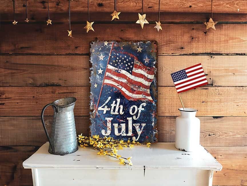 Primitive Americana Decor American Flag Sign Independence Day 4th