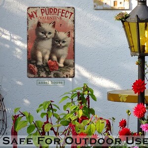 Valentines Day Cat Gift Vintage Kittens Retro Style Metal Wall Art Decor Sign Primitive Rustic Cute Decoration Indoor or Outdoor Use image 5