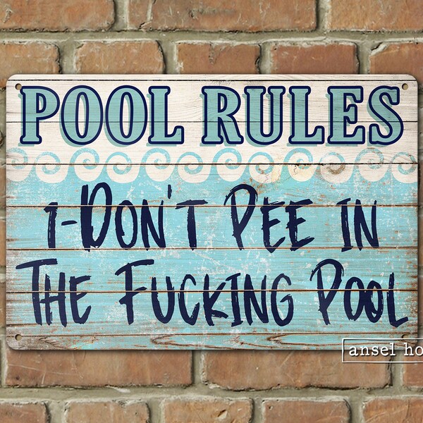 Funny Pool Signs Etsy